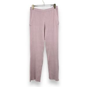 Tory Burch Sport Performance Cashmere Wide-Leg Pants L Rib Knit Pink NWT